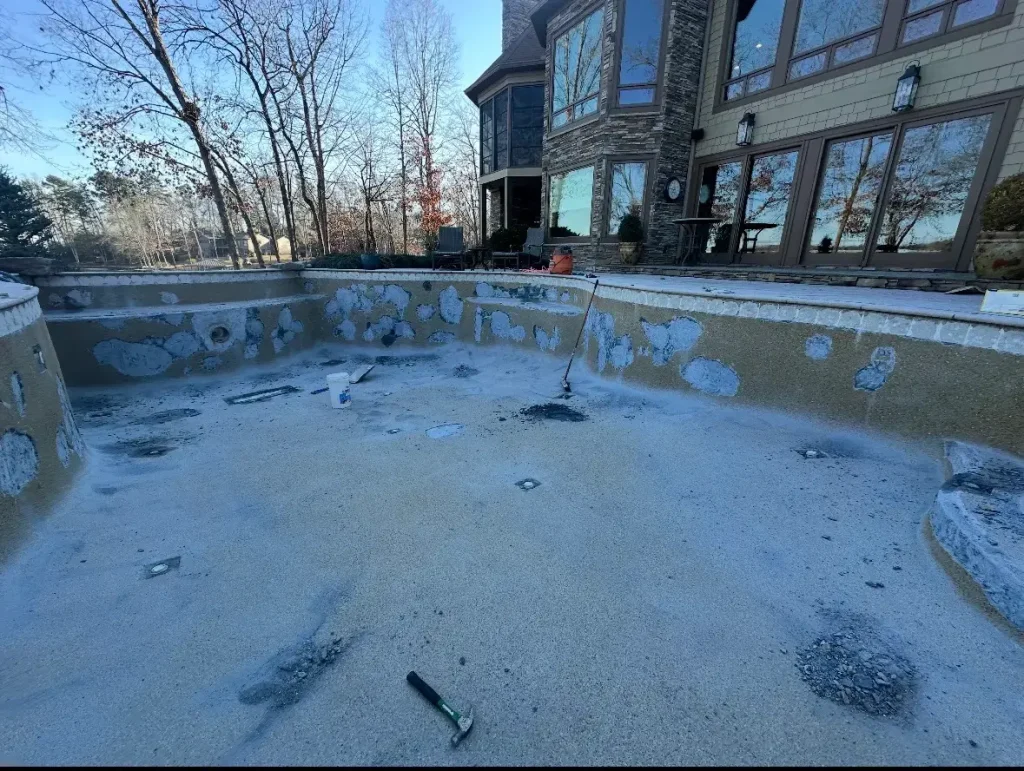 Before the gunite pool renovation.