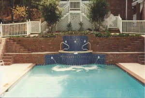 Water feature in a pool.